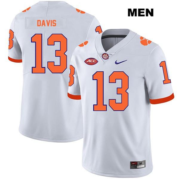 Men's Clemson Tigers #13 Tyler Davis Stitched White Legend Authentic Nike NCAA College Football Jersey CKH2546FW